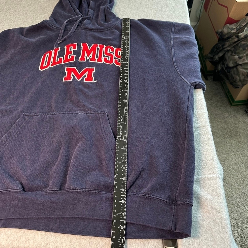 Genuine Stuff Ole Miss Rebels Mens Large Navy Blue Embroidered Hoodie Sweatshirt - Picture 8 of 8